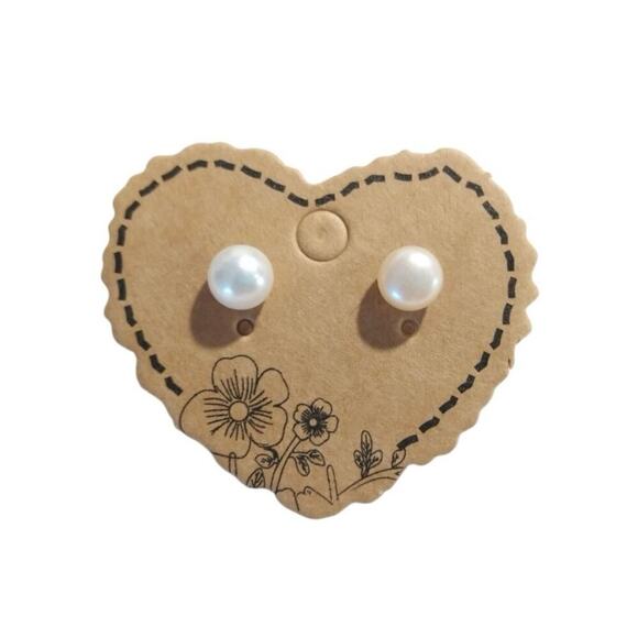 Freshwater Cream Pearl Stud Earrings 925 Sterling Silver Posts Women Girls Gift